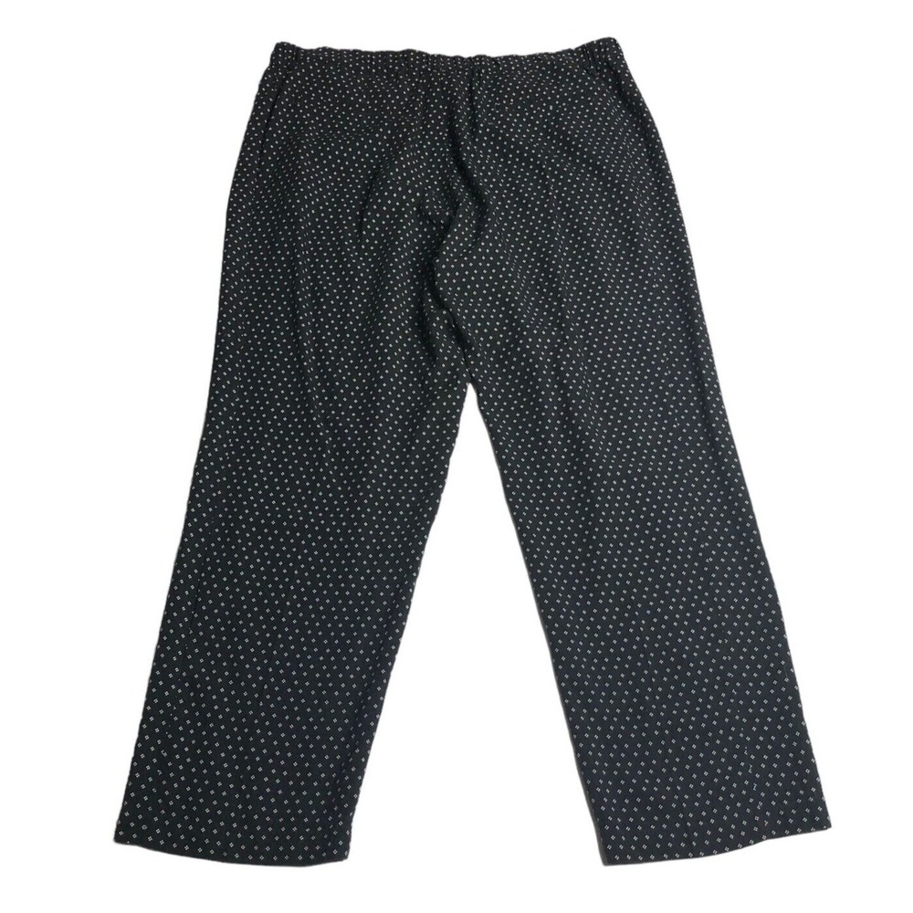J Jill Pants Womens Large Black Geometric Straight Leg Pull On Rayon Casual Boho